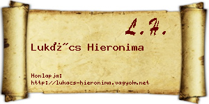 Lukács Hieronima névjegykártya